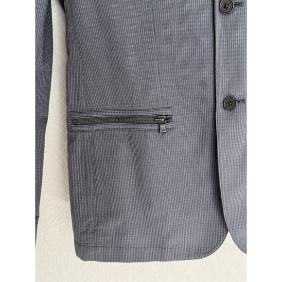 John Varvatos Seersucker Jacket Blazer 38 JVS1050B Cotton Zipper Pocket Office - Picture 7 of 16